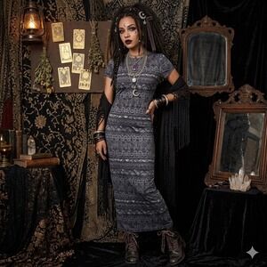 Vintage Up Front Paisley Floral‎ Maxi Dress Small Whimsigoth Y2K Fairy Grunge
